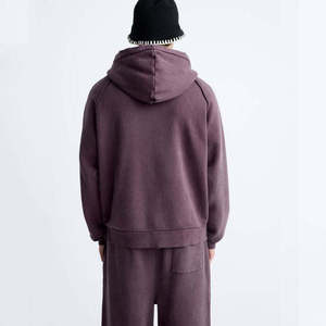 Conjunto de Sudadera y Pantalones Morados Oversize para Hombre, Cuello Redondo, Personalizado, Lavado Ácido, Primavera-Otoño - Product Image 2