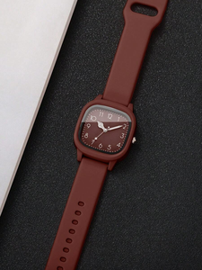 Montre en silicone pour femmes, avec cadran carré et montre-bracelet à Quartz élégante, 2 pièces/ensemble, B915 - Product Image 5