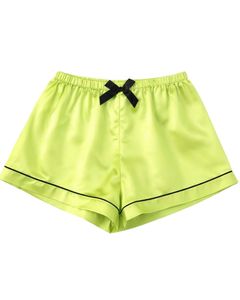 Ensemble de pyjama pour femme en satin vert lime personnalisé, manches courtes, boutonné, style soie, deux pièces, ensemble de vêtements de nuit, shorts de détente - Product Image 2