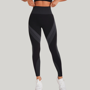 Leggings de yoga sin costuras de cintura alta para mujer, control de abdomen, elastano/nailon, pantalones de gimnasio, efecto fruncido en glúteos, personalizados para fitness - Product Image 1
