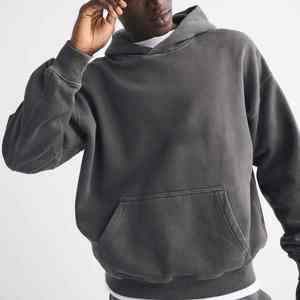 Ensemble de survêtement unisexe 2 pièces épais, coupe oversize et courte, style streetwear, avec sweat à capuche personnalisé délavé à l'acide et respectueux de l'environnement - Product Image 2