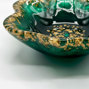 ชามตกแต่งรูปดอกไม้สีเขียวเคลือบทองคำ ภาชนะเซรามิกหรูหราสำหรับเสิร์ฟอาหาร ของตกแต่งโต๊ะอาหารสำหรับตกแต่งบ้าน - Product Image 5