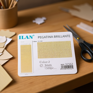 Adesivi con Strass Lucidi Ilan 3mm 1500pz Cartoncino Grande Giallo - Product Image 2