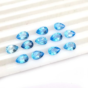 Topaze bleue suisse naturelle, pierres précieuses en forme de poire, 6 mm, 9 mm, facettées, vente en gros, pour la fabrication de bijoux - Product Image 6