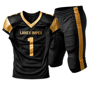 Nouvel ensemble maillot et pantalon de football américain noir et or pour homme, imprimé par sublimation, respirant, pour entraînement, taille adulte - Product Image 1