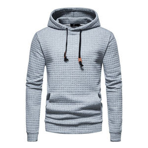 <b>Men's</b> <b>White</b> Waffle Knit Hooded <b>Sweatshirt</b> Regular Fit Casual Autumn Wear Breathable Quick Dry 100% Cotton with Pocket - Product Image 5