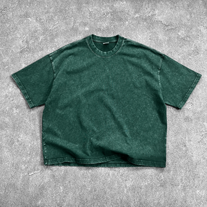 Camiseta Unisex Vintage con Logotipo Personalizado, Lavado Ácido, Corte Holgado, de Algodón, Manga Corta, Estilo Urbano para Hombre - Product Image 3