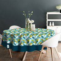 Nappe ronde moderne en coton tissé 100% avec imprimé floral, imperméable, anti-taches, douce, personnalisable pour la salle à manger, la cuisine et la décoration de la maison