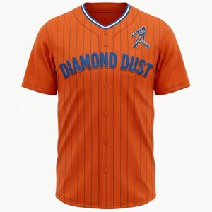 Maillot de baseball rayé orange de qualité supérieure pour homme, manches courtes, logo brodé, fermeture boutonnée, coupe classique, vêtements pour toutes les saisons - Product Image 5