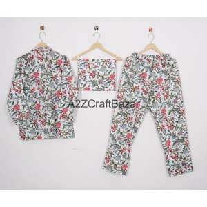 Conjunto de Pijama de Algodón 100% con Estampado Floral Romántico para Mujer, con Cintura Elástica y Mangas Largas, Ropa de Dormir Suave y Transpirable - Product Image 4