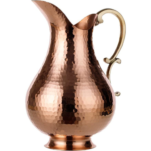 Pichet en cuivre poli avec gravure florale et poignée, carafe à eau en métal de style vintage pour boissons, usage domestique, mariages, hôtels - Product Image 3