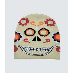 Y2K Halloween fantôme visage Beanie haute qualité hiver tricoté chapeau Unique lettre impression motif confort conçu Style vêtements de plage - Product Image 2