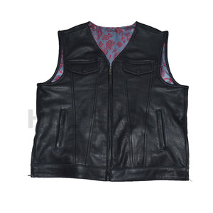 Chaleco de Motocicleta de Cuero Negro para Hombre, Chaleco sin Mangas con Botones para Uso Diario y de Viaje - Product Image 4