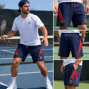 Custom Men's Premium Sporty Solid Pickleball Shorts-4-Way Stretch Moisture-Wicking Navy <b>Blue</b> Athletic Training Teamwear - Product Image 6