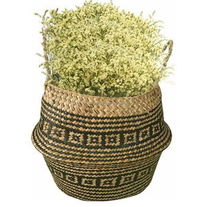 Cesta plegable para el vientre de algas marinas naturales para almacenamiento de ropa, decoración Bohemia, organizador hecho a mano con tapa, respetuoso con el medio ambiente y duradero - Product Image 6