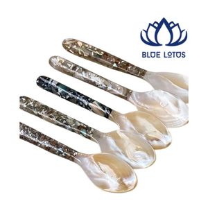 Cuillère à caviar vintage en nacre écologique de haute qualité, à long manche, faite à la main, en coquillage, pour le service de thé et desserts de luxe, en gros - Product Image 1