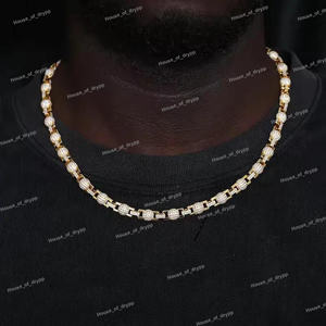 Collar de Eslabones Gruesos con Incrustaciones de Plata, Cadena Hip Hop de Lujo Plateada, Joyería de Plata para Fiestas, Regalo - Product Image 3