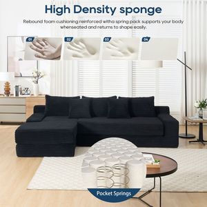 Divano Letto Convertibile a L in Tessuto Corduroy con Memory Foam e Telaio in Acciaio, Nessun Montaggio Richiesto - per Soggiorno - Product Image 3
