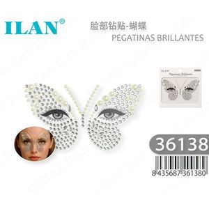 Adesivi con strass per il viso Ilan, design a farfalla per decorazione facciale 36138 - Product Image 3