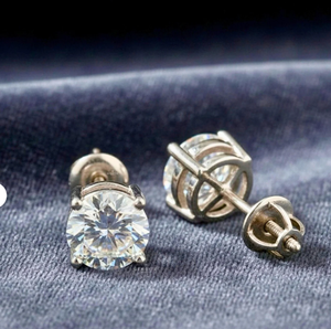 Pendientes de botón para mujer de oro macizo de 14K/18K con diamantes cultivados en laboratorio, certificados IGI, 2.00 quilates, claridad brillante VVS/VS, estilo clásico, regalo - Product Image 4