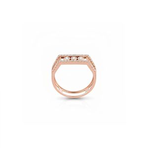 Rose Gold Plated Cocktail <b>Ring</b> With <b>Crystal</b> Rhinestones Geometric Design Women Minimalist Everyday Wear - Product Image 2
