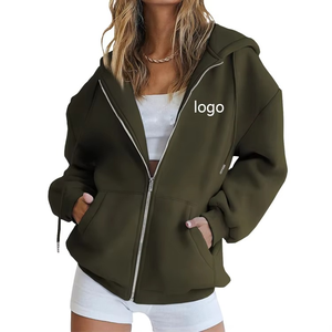 Nouvelle Arrivée OEM 2026 – Sweats à Capuche Femme Personnalisés, Vestes Oversize Décontractées avec Cordon de Serrage et Poches, Fermeture Éclair Intégrale - Product Image 1