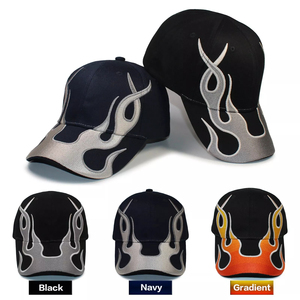 Gorra de Béisbol Negra de 6 Paneles con Bordado de Llama Plateada, Unisex, Estilo Urbano, Ajustada, Tela Twill, para Adultos, Uso Casual - Product Image 6