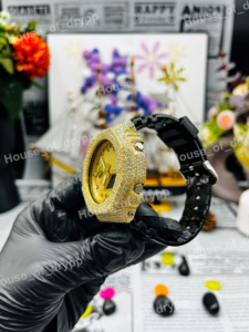 Iced Out Watch Moissanite Diamond Hip Hop Luxury Timepiece Yellow Dial Square <b>Case</b> Bold Statement Watch - Product Image 3