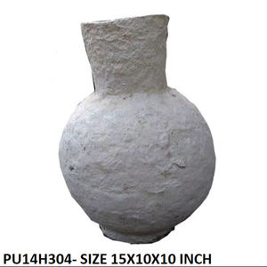 Urna Decorativa Artesanal de Papel Maché, Estilo Indio Auténtico, Texturizada y Ecológica, para Interiores Rústicos - Product Image 1