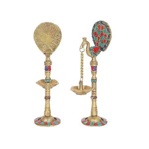 Lampe à huile Diya indienne en laiton, artisanale traditionnelle, pour la maison et le temple - Product Image 4