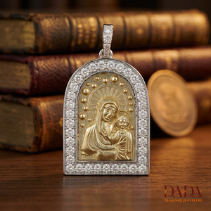 Colgante de Jesús con Diamantes, Joyería Católica, Medallón de Fe Cristiana, Collar de Lujo - Product Image 1