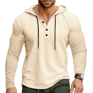 Camisa de lino de verano para hombre, ropa de calle sólida, ropa con capucha de manga larga para hombre, Tops con botones, camisa holgada informal con capucha para hombre - Product Image 2