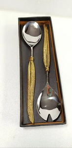 Ensemble de service à salade moderne en acier inoxydable poli miroir, écologique, pour la restauration, cuillère, fourchette, ustensiles de service, vaisselle - Prix de gros - Product Image 3