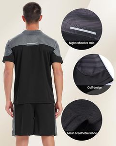 Paquete de 2 camisetas deportivas de cuello redondo de secado rápido para hombre |   Conjunto de Camiseta Deportiva de Manga Corta para Gimnasio y Entrenamiento - Product Image 4