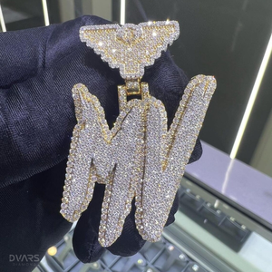 Pendentif personnalisé en lettres serties de diamants pour homme, style Hip-Hop, luxe, plaqué or 18 carats, moissanite, breloques en argent sterling 925, bijoux de rappeur GCI IDGL - Product Image 1