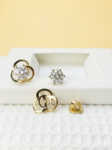 Boucles d'oreilles en diamant de laboratoire taille brillant rond de 2,00 carats, ensembles de clous multi-usages, bijoux classiques pour tous les jours, cadeau pour femme - Product Image 3