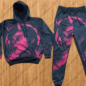 Conjunto de chándal apilado por sublimación lisa al por mayor de alta calidad, chándales para hombre, trajes para correr con 100% poliéster - Product Image 1