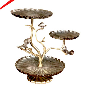 Fully High Quality Gold Plated Flower Designer Premium Quality Metal 3 Tier Cake Stand Beautiful Look Wedding Decor - Product Image 3