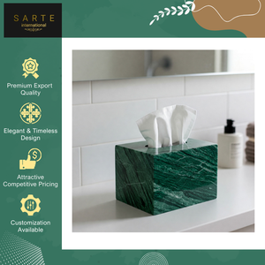 Accessoire de maison de luxe, dernier design, boîte à mouchoirs suspendue en marbre vert, faite à la main, imperméable, écologique, durable et décorative - Product Image 2