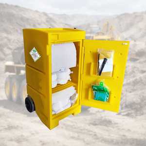 Yellow Wheeled Oil Spill Response Kit With Absorbent Pads And Accessories For Industrial Safety - Product Image 4