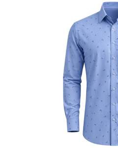 Camisa de Vestir Personalizada para Hombre, Color Azul Cielo, Estampada, Corte Entallado, Botones, Manga Larga, Informal, para Oficina, Mezcla de Algodón, Personalizada, OEM, ODM - Product Image 4