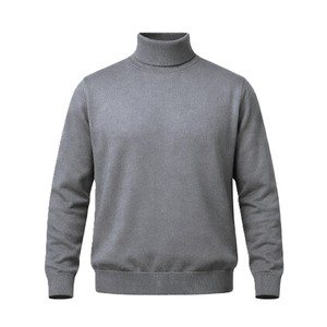 Pull à col haut en coton uni pour homme, tricoté, manches longues, coupe classique, respirant, vêtements d'hiver pour homme - Product Image 2