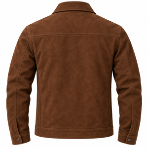 Veste en tissu suédé marron pour homme, personnalisable, très vendue |   Veste d'hiver de qualité supérieure à coupe classique pour hommes |   Veste streetwear très demandée - Product Image 2