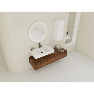 Mobile bagno sospeso da 60 pollici con lavabo in resina e mobiletto laterale, 3 cassetti a chiusura ammortizzata, design a montaggio a parete - Product Image 6