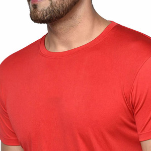 T-shirt à manches courtes pour homme, col rond, imprimé rouge uni, respirant, en polyester et coton tricoté, décontracté, pour l'été - Product Image 6