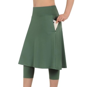 <b>Women</b> Modest Skirt High Waist Solid Customized Color A-Line <b>Skort</b> Pockets Breathable Knitted Casual Mini Eco-Friendly All - Product Image 4