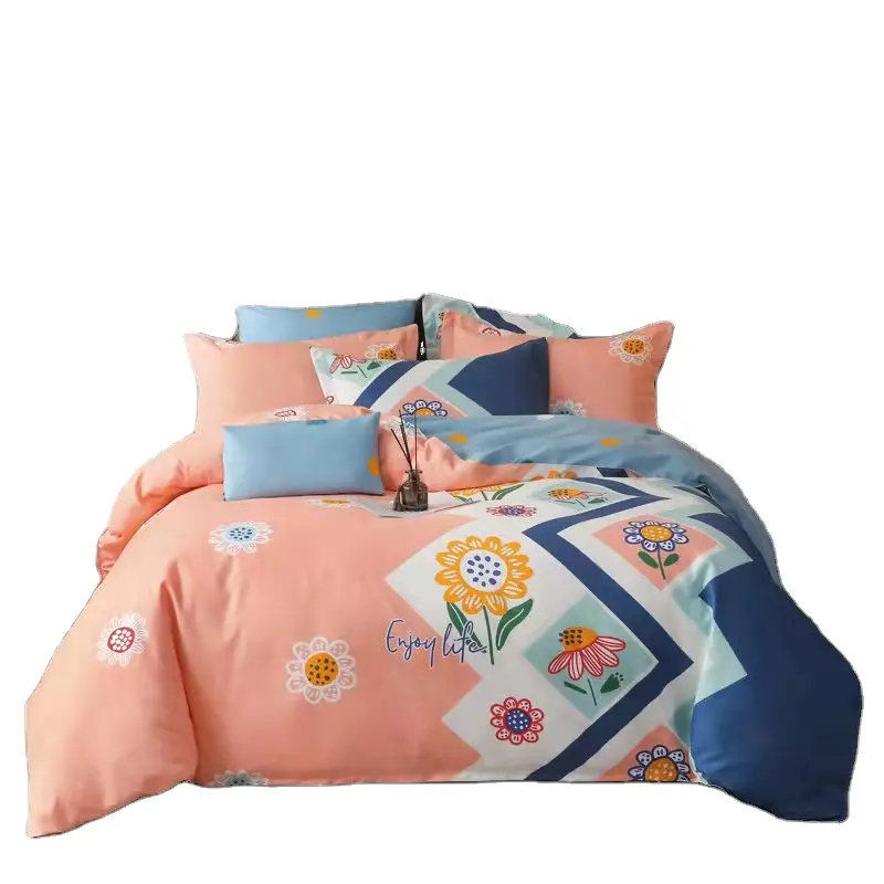 New Design Wholesale Hotel Linen Bedding Set Pillow Case Bed Sheet Quilt Duvet Cover Yellow Bedclothes Cotton For Home and Hotel