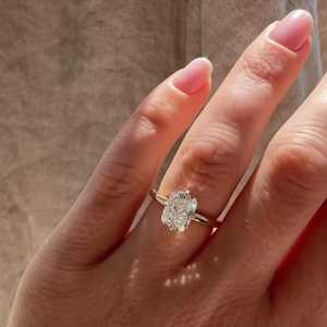 2.5 Carat Cushion Lab Grown Diamond Engagement Rings 14K 18K <b>Solid</b> Gold Compass Prong Set Solitaire Elongated Bands Manufacture - Product Image 1