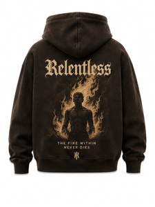 เสื้อฮู้ดดี้ผู้ชาย AcidWash Wholesale Relentless สีดำ ผ้าฝ้ายเฟรนช์เทอร์รี่ พิมพ์ลายด้านหน้าและด้านหลัง สไตล์ลำลอง สำหรับใส่ในฤดูใบไม้ร่วง - Product Image 3