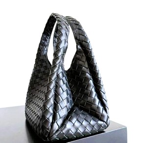 Sac fourre-tout noir en cuir véritable tressé à la main Royaa pour femme, bandoulière unique, style Normcore/Minimaliste, ouvert, portable et tendance - Product Image 3